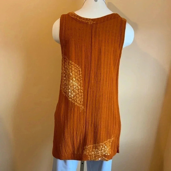 KALIYANA Orange Oversized Linen Textured Top Size S/M - Picture 3 of 15